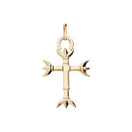 Pendentif en plaqu or croix camarguaise grand modle avec trident et fer  cheval