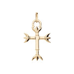 Pendentif en plaqu or croix camarguaise petit modle avec trident et fer  cheval