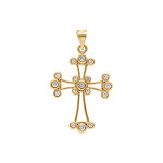 Pendentif en plaqu� or croix chaldeenne 23mm x 16mm avec oxydes blancs