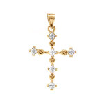 Pendentif en plaqu or croix avec coeurs 22mm x 15mm et oxydes blancs