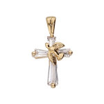 Pendentif en plaqué or croix avec colombe oxydes blancs sertis Pendentif en plaqué or croix avec colombe oxydes blancs sertis