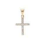 Pendentif en plaqué or croix fine avec oxydes blancs sertis Pendentif en plaqué or croix fine avec oxydes blancs sertis