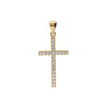 Pendentif en plaqué or croix fine pavée d'oxydes blancs 25 x 14mm Pendentif en plaqué or croix fine pavée d'oxydes blancs 25 x 14mm