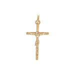 Pendentif en plaqu or croix lisse et simple avec christ sur la croix