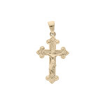 Pendentif en plaqué or croix occitane type croix ancienne motifs épis et christ sur la croix Pendentif en plaqué or croix occitane type croix ancienne motifs épis et christ sur la croix