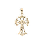 Pendentif en plaqué or croix occitane stylisée avec christ sur la croix en son centre Pendentif en plaqué or croix occitane stylisée avec christ sur la croix en son centre