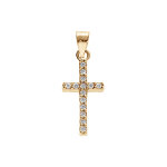 Pendentif en plaqu� or croix avec oxydes blancs 17x0, 7mm