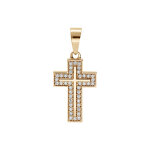 Pendentif en plaqué or croix avec oxydes blancs et croix lisse en relief 17 x 16mm Pendentif en plaqué or croix avec oxydes blancs et croix lisse en relief 17 x 16mm