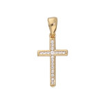 Pendentif en plaqué or croix en oxydes blancs sertis grand modèle Pendentif en plaqué or croix en oxydes blancs sertis grand modèle