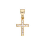 Pendentif en plaqué or croix en oxydes blancs sertis petit modèle Pendentif en plaqué or croix en oxydes blancs sertis petit modèle