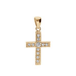 Pendentif en plaqué or croix pavée d'oxydes blancs 20 x 15mm Pendentif en plaqué or croix pavée d'oxydes blancs 20 x 15mm