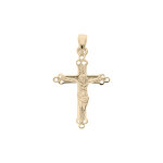 Pendentif en plaqu or croix travaille avec christ