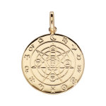 Pendentif en plaqu or disque roue astrologique