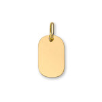 Pendentif en plaqu or plaque g. i. arrondie  graver - dimensions 16mm x 23mm - plaque fine