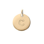 Pendentif en plaqu or mdaille 12mm gravure lettre alphabet  c