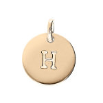 Pendentif en plaqu� or m�daille 12mm gravure lettre alphabet  h
