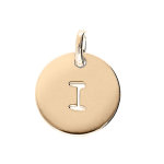 Pendentif en plaqu� or m�daille 12mm gravure lettre alphabet  i