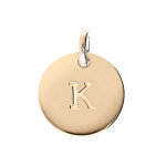 Pendentif en plaqu� or m�daille 12mm gravure lettre alphabet  k
