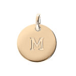 Pendentif en plaqu or mdaille 12mm gravure lettre alphabet  m