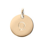 Pendentif en plaqu� or m�daille 12mm gravure lettre alphabet  q