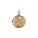 Pendentif plaqu or mdaille 15mm diamant et strill avec ange