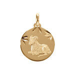 Pendentif en plaqu or mdaille 15mm diamant zodiaque blier