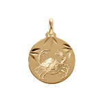 Pendentif en plaqu or mdaille 15mm diamant zodiaque cancer