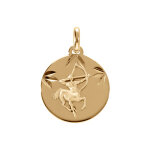 Pendentif en plaqu or mdaille 15mm diamant zodiaque sagittaire