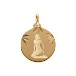 Pendentif en plaqu or mdaille 15mm diamant zodiaque vierge