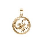 Pendentif en plaqu or mdaille 15mm strie zodiaque scorpion decoup