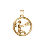 Pendentif en plaqué or médaille 15mm striée zodiaque vierge decoupée Pendentif en plaqué or médaille 15mm striée zodiaque vierge decoupée