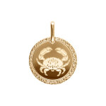 Pendentif en plaqu or mdaille 15mm zodiaque cancer