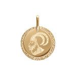 Pendentif en plaqu or mdaille 15mm zodiaque capricorne