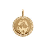 Pendentif en plaqu or mdaille 15mm zodiaque gemeaux