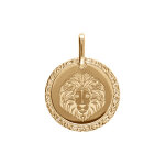 Pendentif en plaqu or mdaille 15mm zodiaque lion