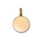 Pendentif en plaqu or mdaille  graver moyen modle diamtre 20mm - plaque fine