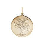 Pendentif en plaqu or mdaille avec motif arbre de vie 20mm