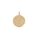 Pendentif en plaqu or mdaille ronde 15mm motif ange