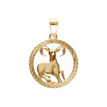 Pendentif en plaqu or mdaille strie 15mm zodiaque blier decoup