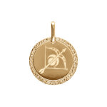 Pendentif en plaqu or mdaille zodiaque gemeaux