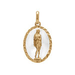 Pendentif en plaqué or ovale marie madeleine 18mm x 13mm sur fond résine blanc Pendentif en plaqué or ovale marie madeleine 18mm x 13mm sur fond résine blanc