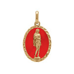 Pendentif en plaqué or ovale marie madeleine 18mm x 13mm sur fond résine rouge Pendentif en plaqué or ovale marie madeleine 18mm x 13mm sur fond résine rouge
