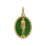 Pendentif en plaqué or ovale marie madeleine 18mm x 13mm sur fond résine vert prairie Pendentif en plaqué or ovale marie madeleine 18mm x 13mm sur fond résine vert prairie