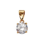 Pendentif en plaqu� or oxyde rond blanc de 7mm serti 4 griffes