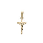 Pendentif en plaqu or petite croix avec motif simple christ sur la croix