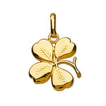 Pendentif en plaqu or  quatre feuilles nervur