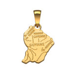 Pendentif plaqu or rhodi carte guadeloupe trs grand modle