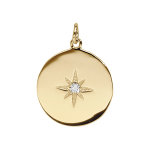 Pendentif en plaqu or rond 15mm avec toile et oxyde blanc serti
