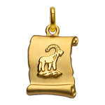 Pendentif en plaqu or zodiaque parchemin simple capricorne