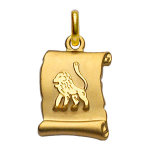Pendentif en plaqu or zodiaque parchemin simple lion
